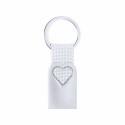 Portachiavi in alluminio a forma di cuore con nastro bianco e biglietto personalizzato per matrimoni