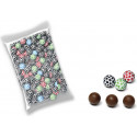 Lucidalabbra e cioccolatini a forma di pallone da calcio in sacchetto personalizzato per la comunione di un bambino