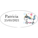 Portafoglio mini brillante a forma di unicorno in busta rosa e adesivo personalizzato da regalare