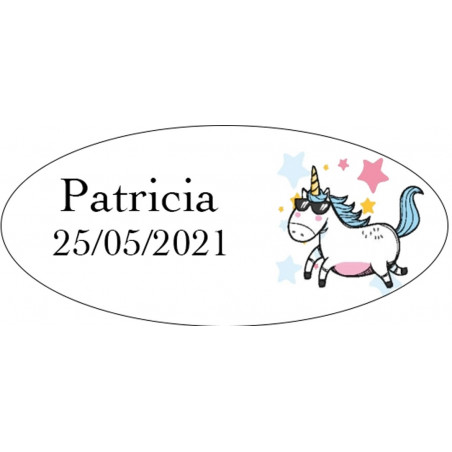 Portafoglio mini brillante a forma di unicorno in busta rosa e adesivo personalizzato da regalare