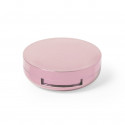 Balsamo labiale in scatola rosa con specchio interno e adesivo personalizzato per battesimo bambina