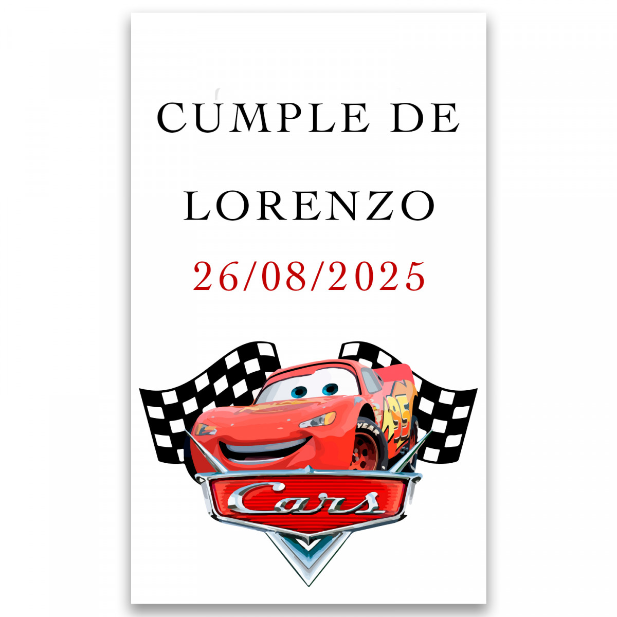 Adesivo personalizzato cars per eventi 3x5cm