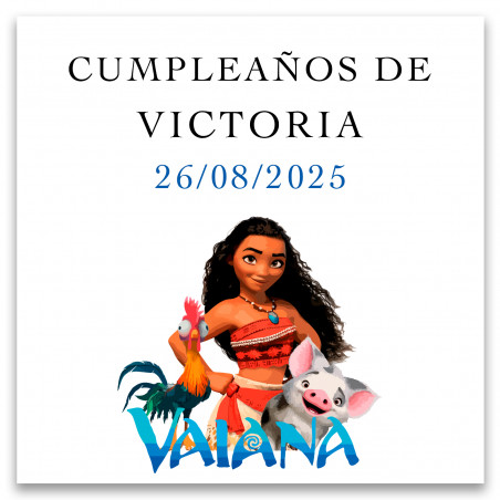 Adesivo personalizzato per compleanni design vaiana moana 5x5cm