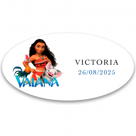 Adesivo ovale personalizzabile design di vaiana