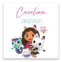 Adesivo quadrato personalizzabile gabby e i gatti 5x5cm
