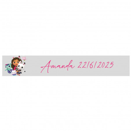 Adesivo gabby gatto 5x1 rettangolare fondo trasparente personalizzabile