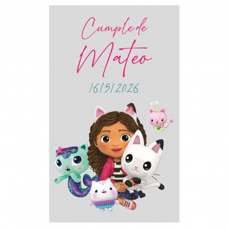 Adesivo personalizzabile gabby gatto 3x5cm con fondo trasparente
