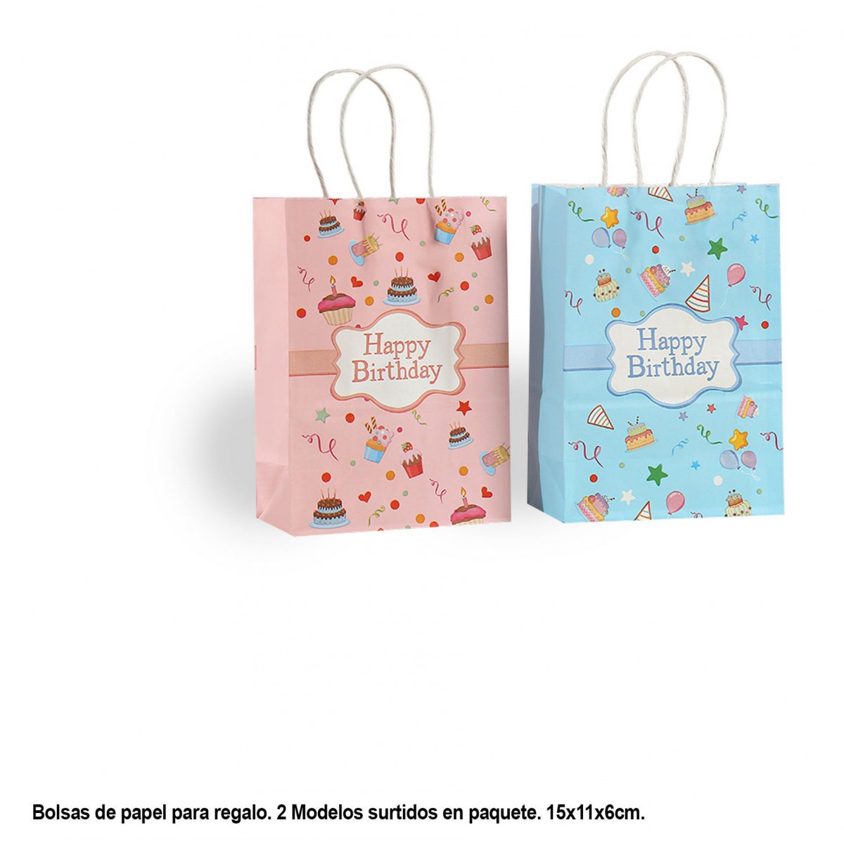 Borsa happy birthday rosa blu 2 modelli piccola