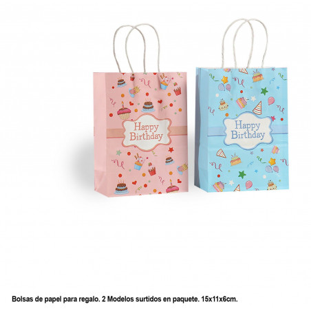 Borsa happy birthday rosa blu 2 modelli piccola
