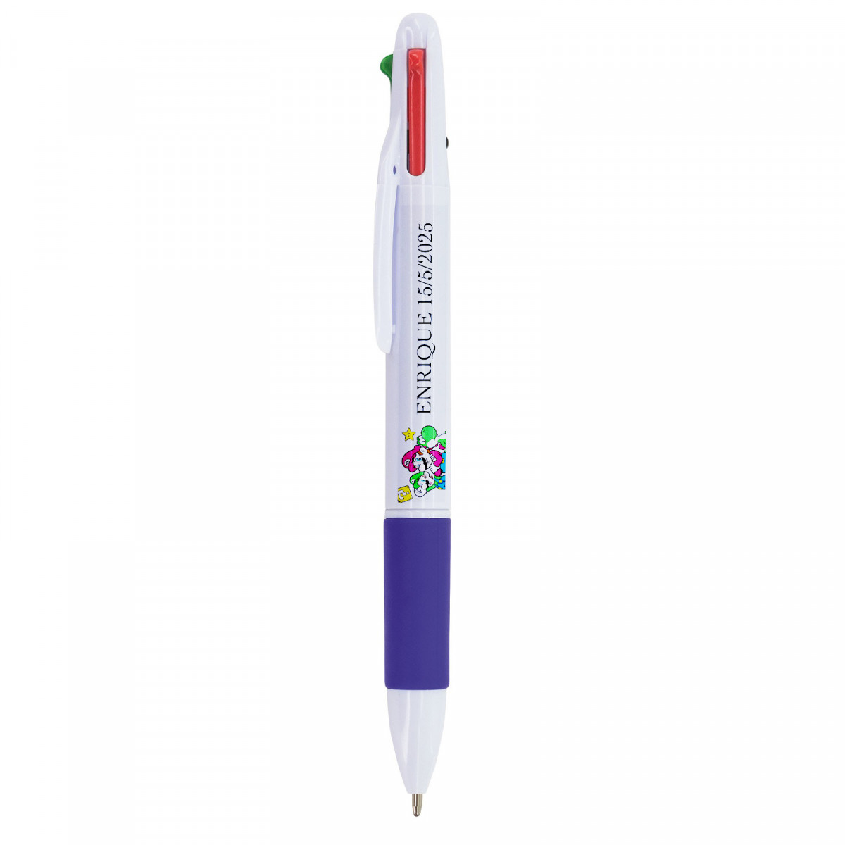 Penna multicolore personalizzata con adesivo mario bros