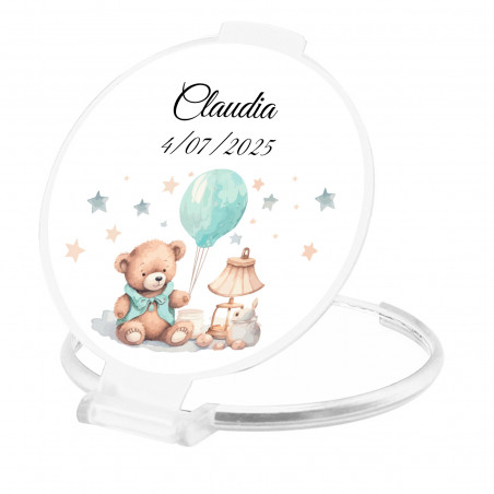 Specchio pieghevole per la borsa di colore bianco e adesivo per bambini per personalizzare