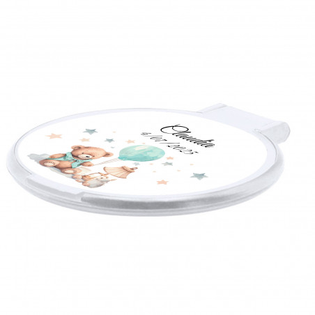 Specchio pieghevole per la borsa di colore bianco e adesivo per bambini per personalizzare