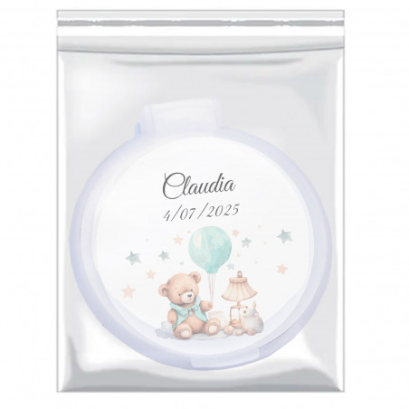 Specchio pieghevole per la borsa di colore bianco e adesivo per bambini per personalizzare