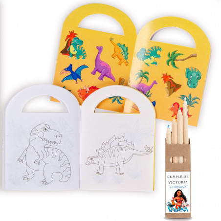 Set di pittura e adesivi dinosauri dettaglio personalizzato collezione vaiana