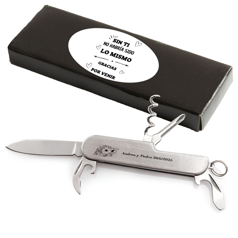Coltello multiuso personalizzato dettaglio pratico per matrimoni comunioni ed eventi speciali