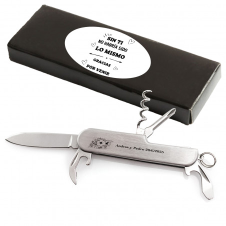 Coltello multiuso personalizzato dettaglio pratico per matrimoni comunioni ed eventi speciali