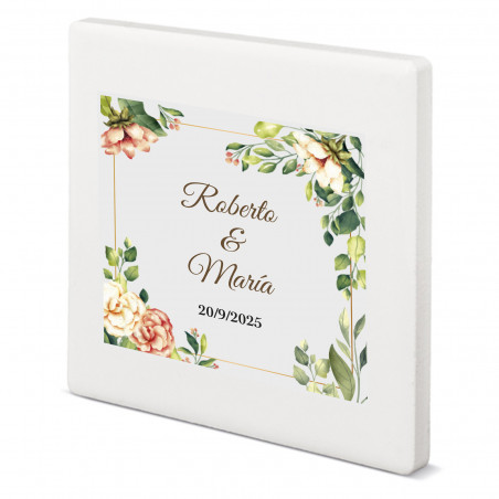 Magnete in ceramica personalizzato con design floreale dettaglio elegante per ospiti
