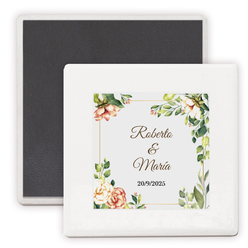 Magnete in ceramica personalizzato con design floreale dettaglio elegante per ospiti