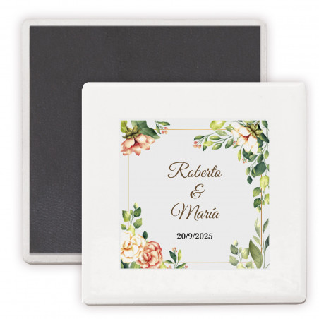 Magnete in ceramica personalizzato con design floreale dettaglio elegante per ospiti