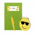 Libretto emoji con penna e busta kraft personalizzata dettaglio divertente per ospiti