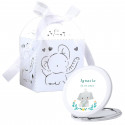 Specchio personalizzato con scatolina a forma di elefante ideale per dettagli di battesimo baby shower o nascita