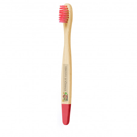 Spazzolino da denti personalizzato in bambù con adesivo di mario bros
