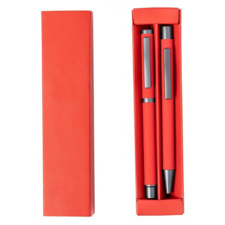 Penna e roller in astuccio rosso con adesivo personalizzabile di cars