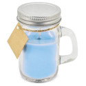 Candela aromatica celeste con coperchio personalizzato per battesimo