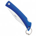 Coltello blu con busta kraft e adesivo di ringraziamento