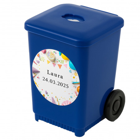 Temperamatite a forma di contenitore blu personalizzato