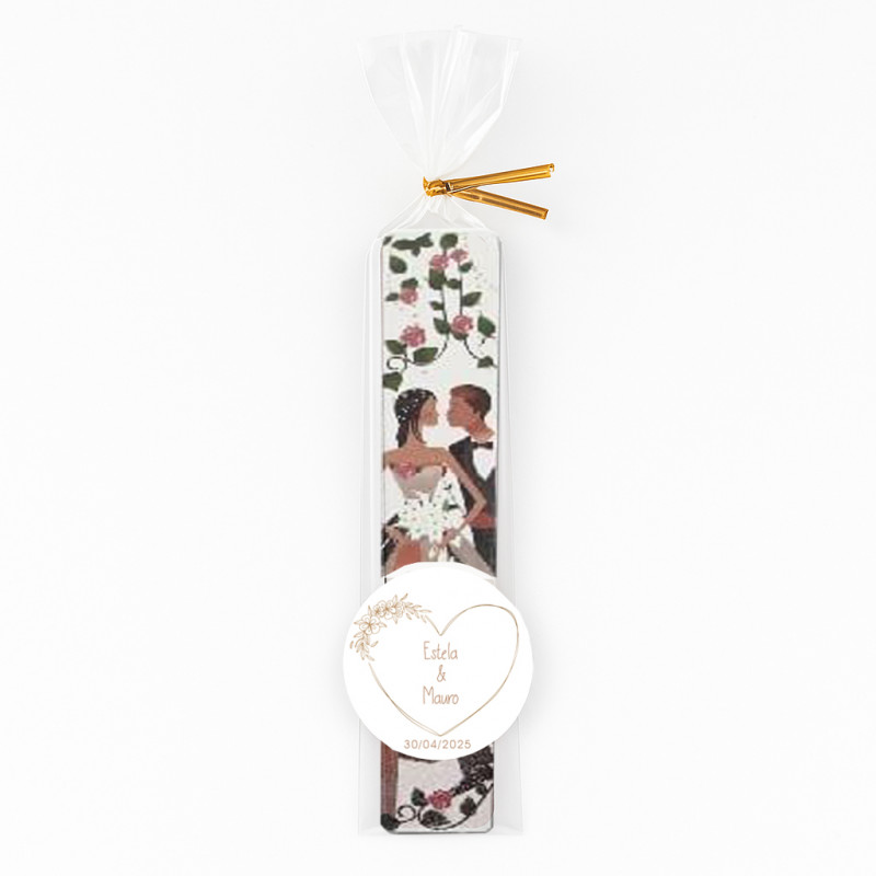 Lima per unghie personalizzata per matrimoni con adesivo decorativo e sacchetto di cellophane