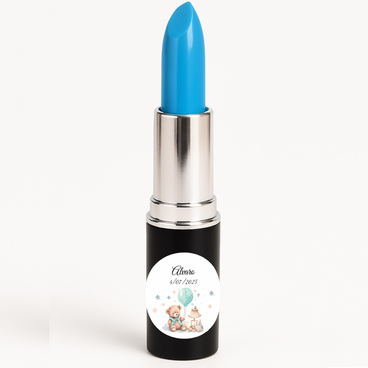 Penna rossetto personalizzata con adesivo per battesimo