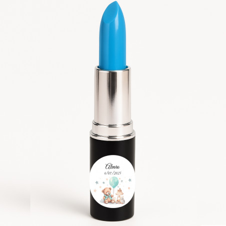 Penna rossetto personalizzata con adesivo per battesimo