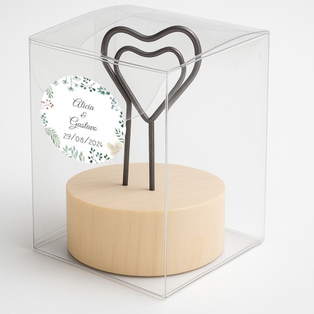 Clip di cuore con adesivo personalizzato in scatola di acetato