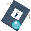 Balsamo labiale con aroma di vaniglia in borsa blu navy con adesivo: dettaglio per invitate di comunione