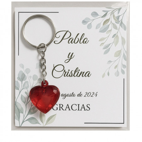 Portachiavi cuore con carta personalizzata: un dettaglio elegante per i tuoi ospiti