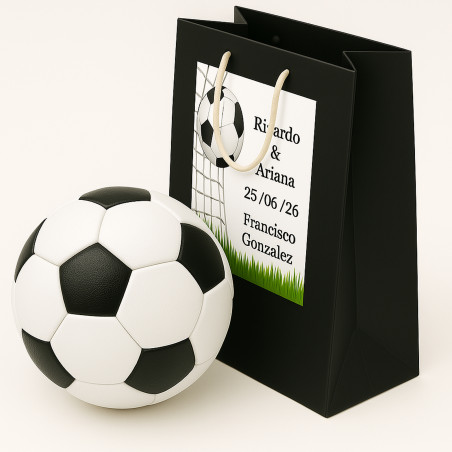 Palla da calcio antistress personalizzata con adesivo in borsa nera