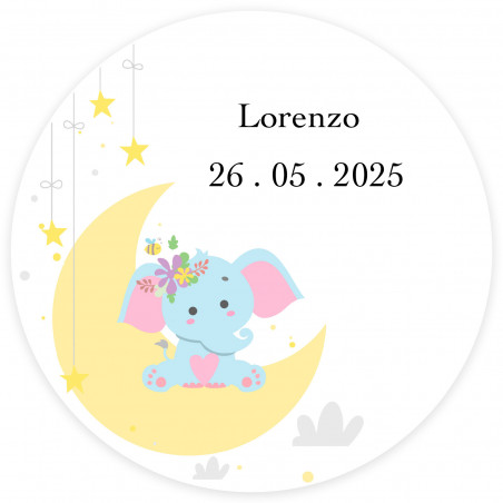 Adesivo rotondo 3cm con design elefante per dettagli