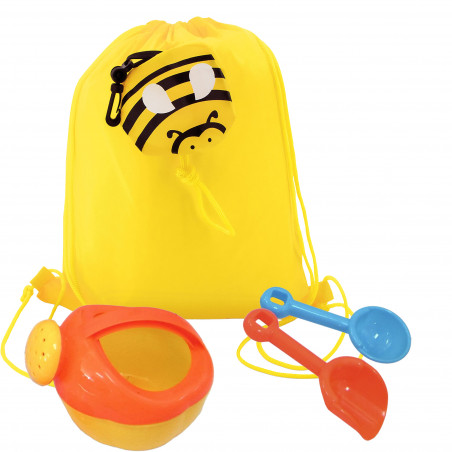 Zaino per bambini a forma di ape con annaffiatoio e accessori per la sabbia