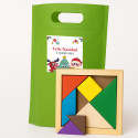 Tangram in legno con borsa verde per Natale