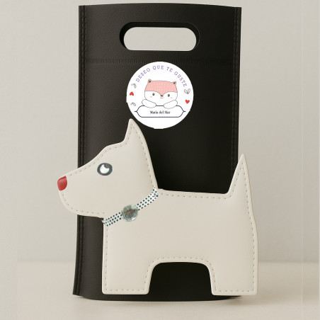Set di manicure cagnolino in busta kraft nera personalizzata con adesivo con nome desidero che ti piaccia