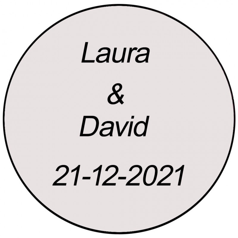 Adesivo matrimonio 3 cm trasparente personalizzato con testo