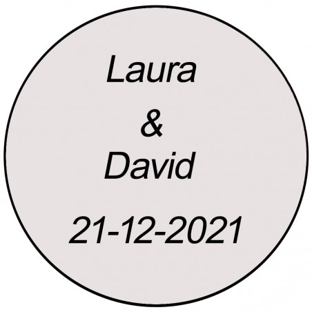 Adesivo matrimonio 3 cm trasparente personalizzato con testo