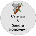 Adesivo personalizzato da 3 cm per matrimoni con design di koala