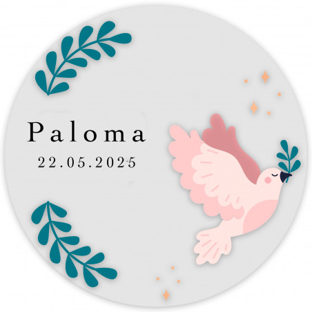 Adesivo colomba comunione e battesimo personalizzato 3 cm
