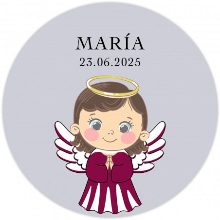 Adesivo 3cm bambina angioletto personalizzato fondo trasparente