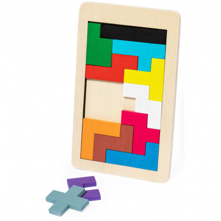 Puzzle tetris in legno con pezzi colorati