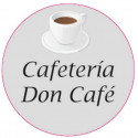 Adesivo personalizzato da 3 cm per aziende con design di tazza da caffè e fondo trasparente.