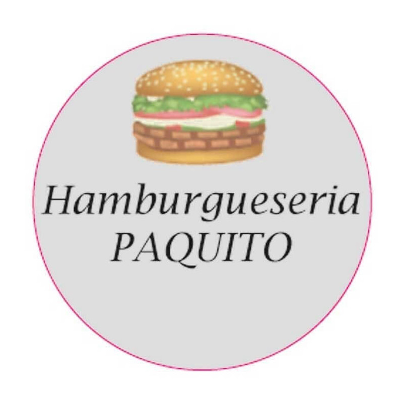 Adesivo personalizzato aziendale con design di hamburger 3 cm e sfondo trasparente