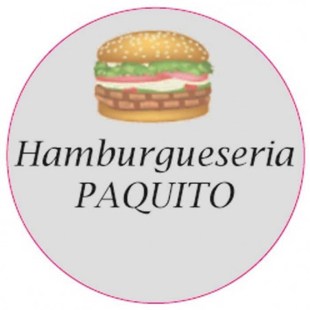 Adesivo personalizzato aziendale con design di hamburger 3 cm e sfondo trasparente